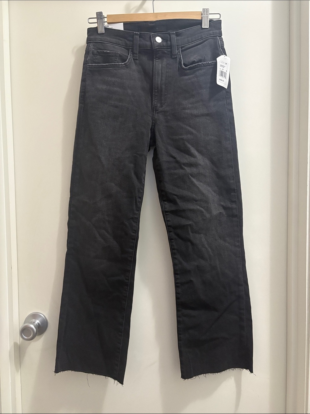 Joe's Jeans Straight Black Jeans with Raw Hem